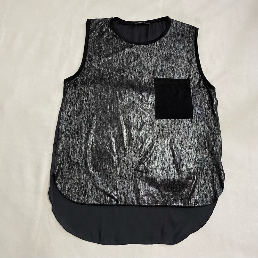 Zara Collection W&B Sleeveless Metallic Front Top Made In Portugal Size M - Picture 5 of 8